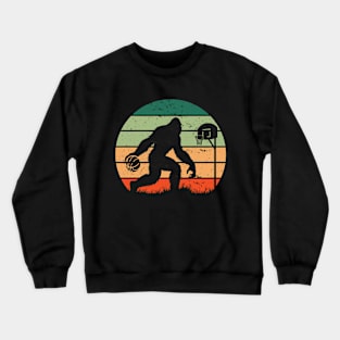 Bigfoot Sasquatch Playing Basketball Vintage Sunset Sport Crewneck Sweatshirt